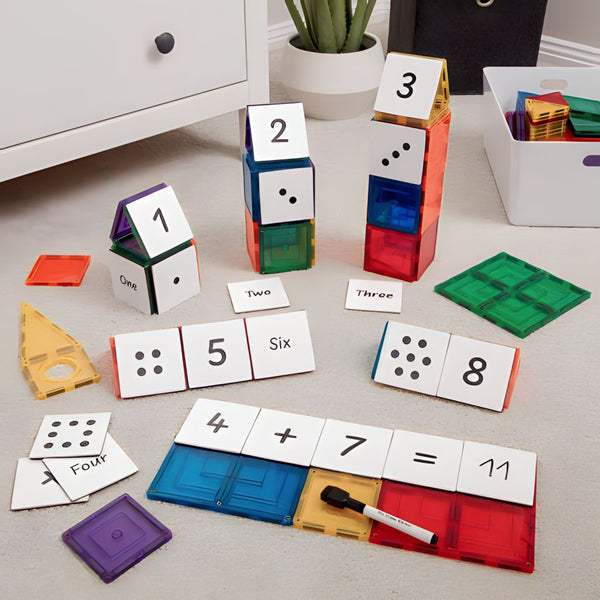 Learn & Grow Magnetic Tile Toppers | 40 Piece Numeracy Pack