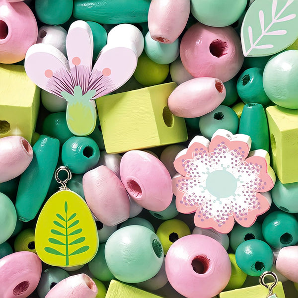 Djeco Wooden Beads | Flowers & Leaves