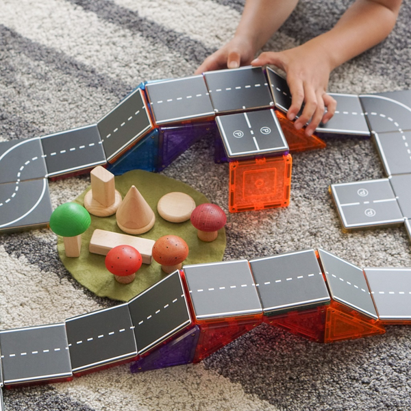 Learn & Grow Toys Magnetic Tile Toppers | 40 Piece Road Set ⭐️