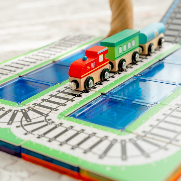 Learn & Grow Toys Magnetic Tile Toppers | 36 Piece Train Set ⭐️