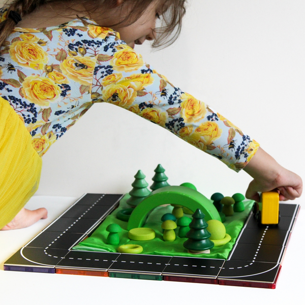 Learn & Grow Toys Magnetic Tile Toppers | 40 Piece Road Set ⭐️
