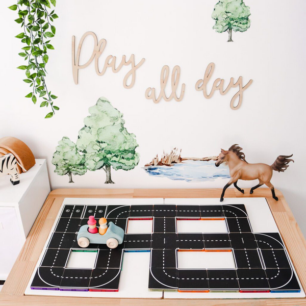 Learn & Grow Toys Magnetic Tile Toppers | 40 Piece Road Set ⭐️