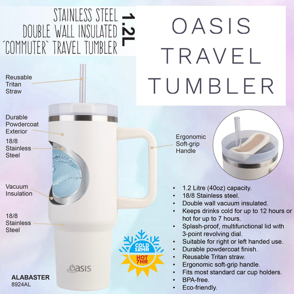 Oasis 1.2lt Insulated Commuter Travel Tumbler | Sea Mist ⭐️