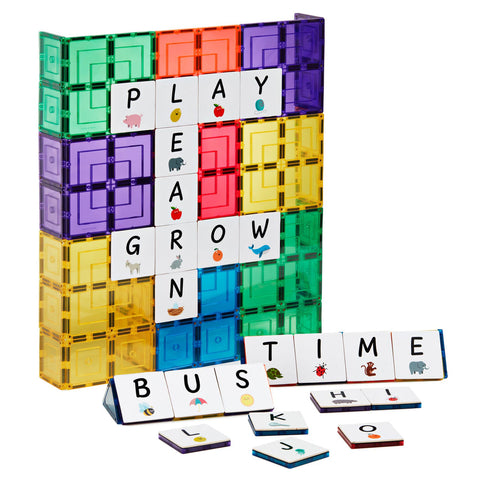 Learn & Grow Toys Magnetic Tile Toppers | 40 Piece Upper Case Alphabet Set