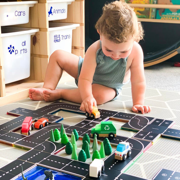 Learn & Grow Toys Magnetic Tile Toppers | 40 Piece Road Set ⭐️