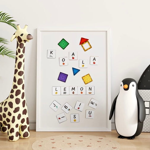 Learn & Grow Toys Magnetic Tile Toppers | 40 Piece Upper Case Alphabet Set ⭐️