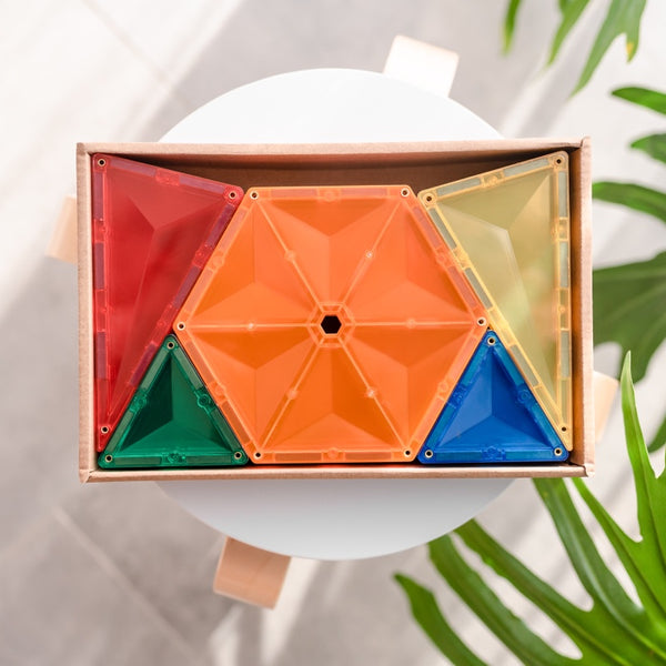 Connetix Rainbow Magnetic Tiles | 30 Piece Geometry Set