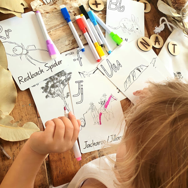 Australiana Write & Wipe Alphabet Flash Cards + Markers | Set of 26 ⭐️