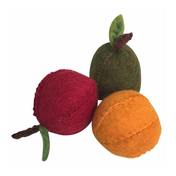 Papoose Toys® Handmade Fruit 3pc Set | Apple, Pear & Orange