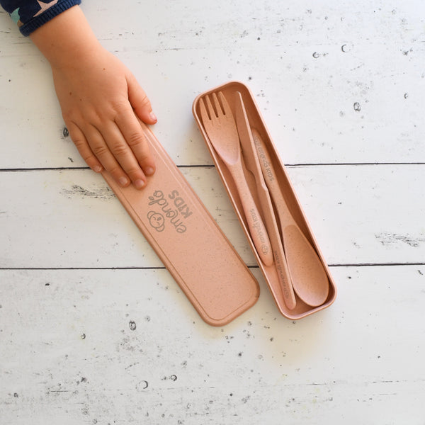 Emondo Kids 3pc Biodegradable Cutlery Set | Pink ⭐️