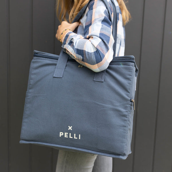 Pelli Bags 'Chill Homie' Large Canvas Cooler Bag | Storm Blue