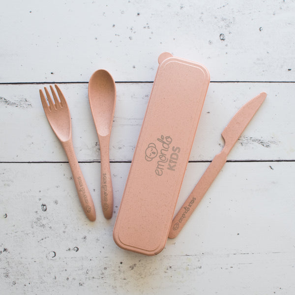 Emondo Kids 3pc Biodegradable Cutlery Set | Pink ⭐️
