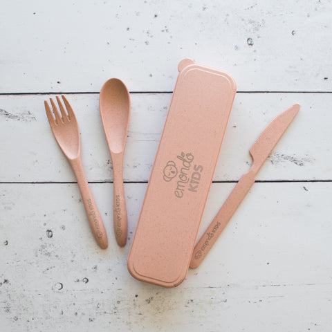 Emondo Kids 3pc Biodegradable Cutlery Set | Pink ⭐️
