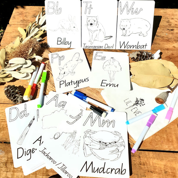 Australiana Write & Wipe Alphabet Flash Cards + Markers | Set of 26 ⭐️