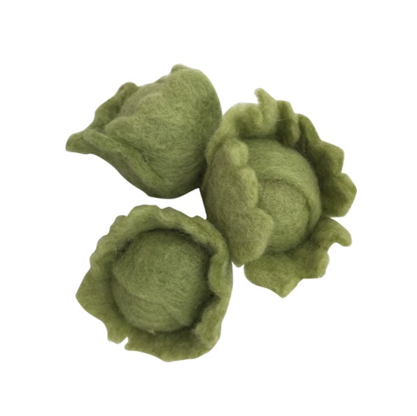 Papoose Toys® Handmade Vegetables | 3pc Cabbages