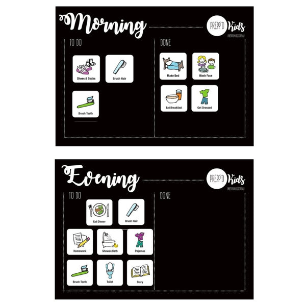 Prepp’d Kids Magnetic Morning & Evening Routine Chart Set (A4)