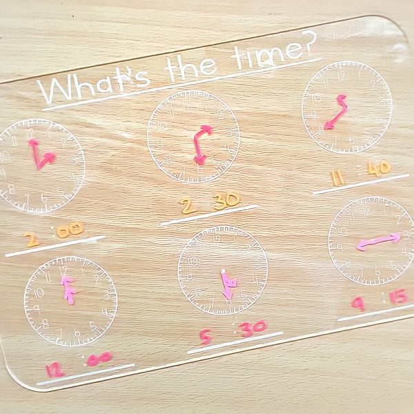 Trace & Wipe Board + Whiteboard Marker | Telling Time