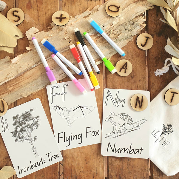 Australiana Write & Wipe Alphabet Flash Cards + Markers | Set of 26 ⭐️